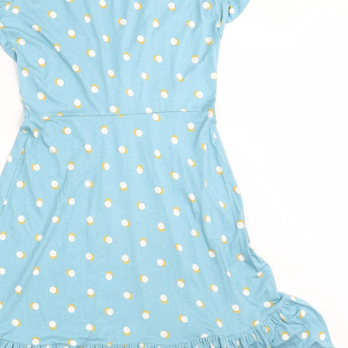Yumi Womens Blue Polka Dot  T-Shirt Dress  Size 12