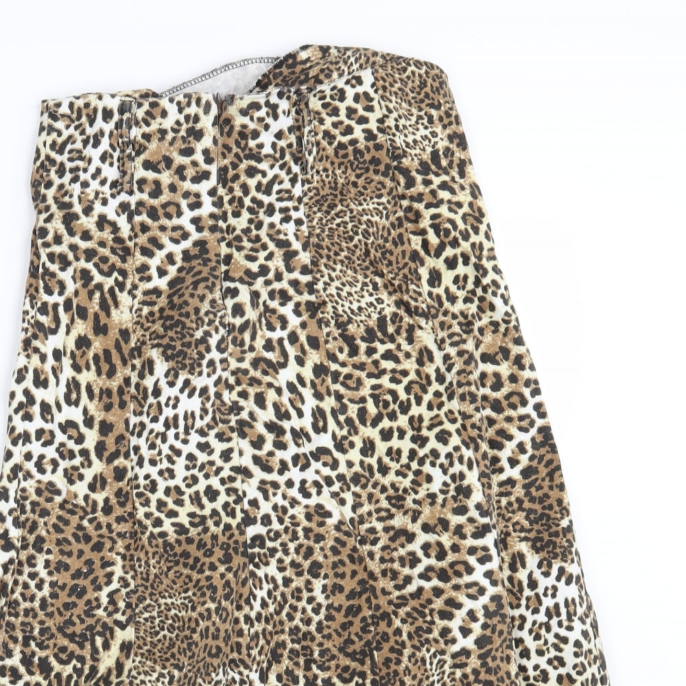 Preworn Womens Brown Animal Print  A-Line Skirt One Size