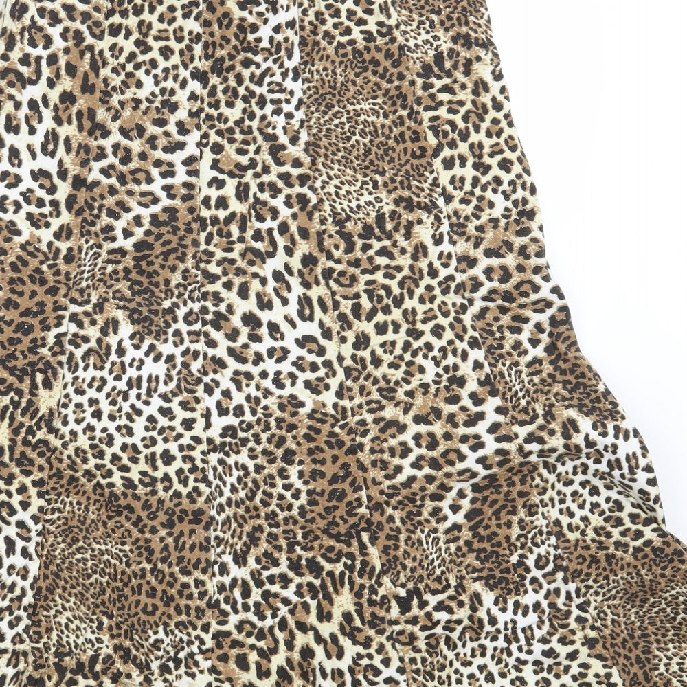 Preworn Womens Brown Animal Print  A-Line Skirt One Size