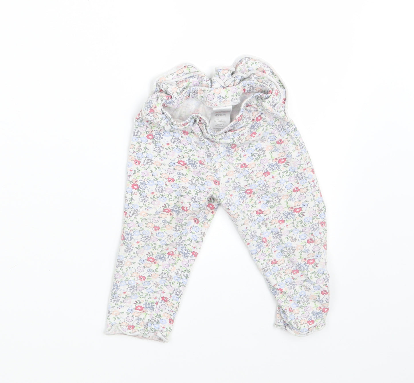 Matalan Girls White Floral  Jogger Leggings Size 12-18 Months  - Waist 16in; Inside  leg 9in