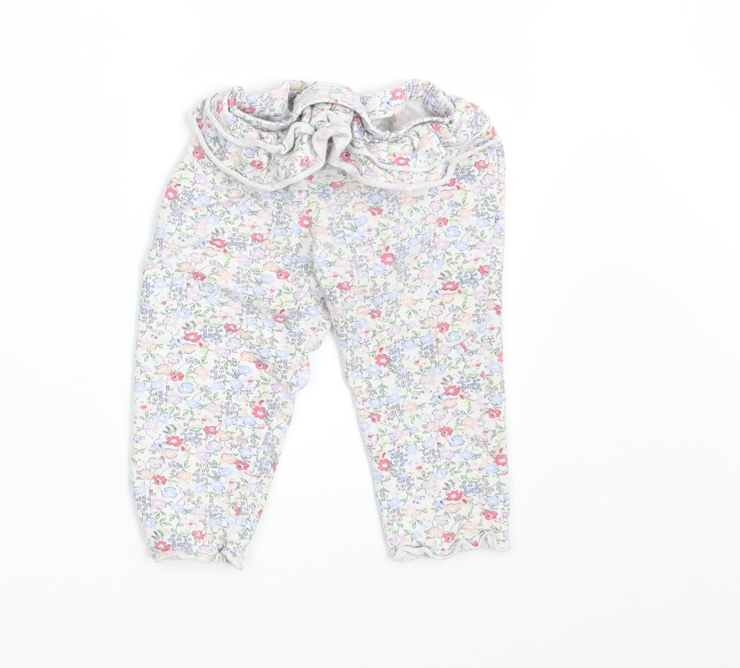 Matalan Girls White Floral  Jogger Leggings Size 12-18 Months  - Waist 16in; Inside  leg 9in