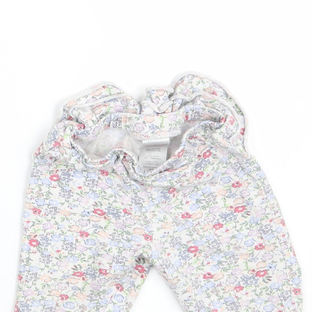 Matalan Girls White Floral  Jogger Leggings Size 12-18 Months  - Waist 16in; Inside  leg 9in