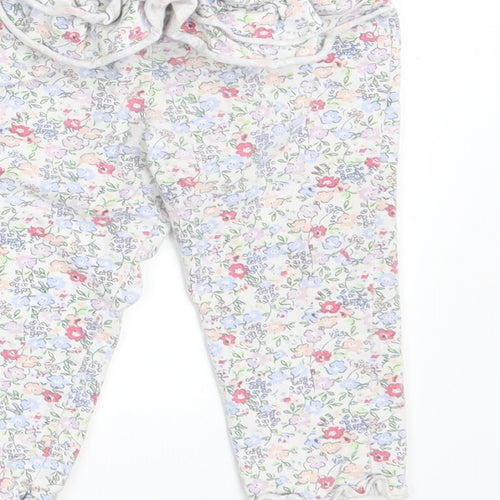 Matalan Girls White Floral  Jogger Leggings Size 12-18 Months  - Waist 16in; Inside  leg 9in