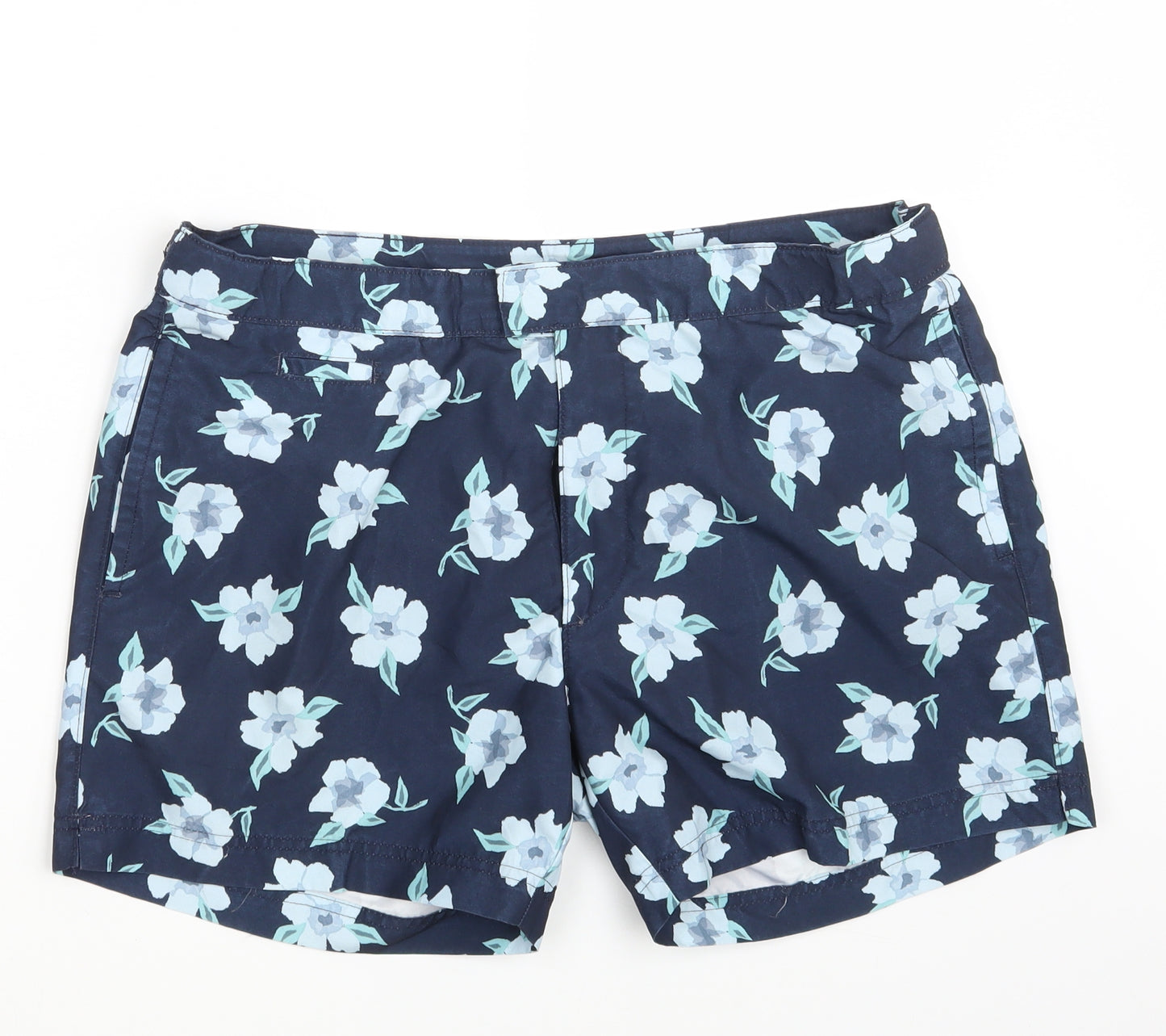 M&S Mens Blue Floral  Sweat Shorts Size 36 in - Inside Leg 6 Inches