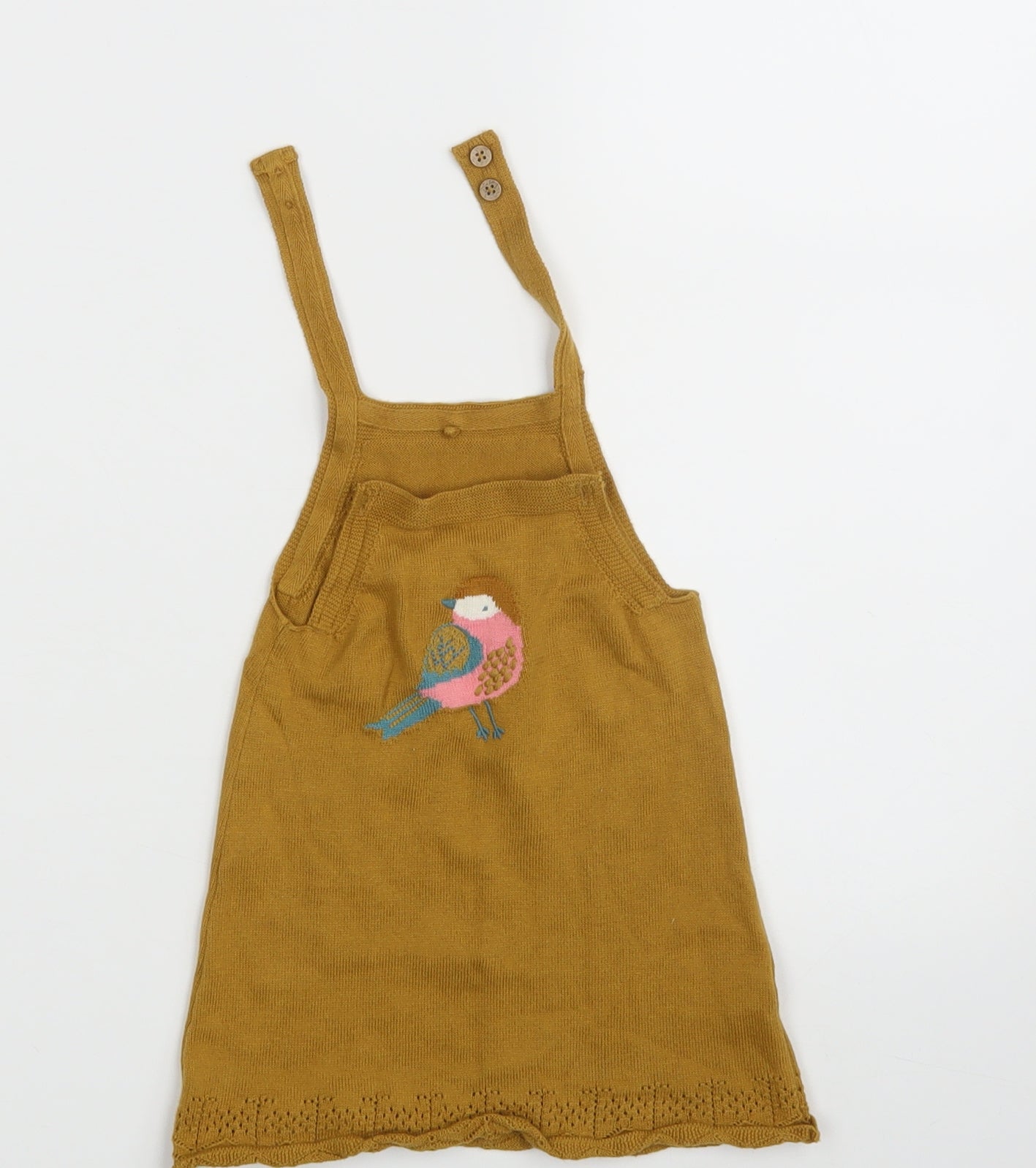 TU Girls Brown Animal Print Knit Pinafore/Dungaree Dress  Size 6-9 Months