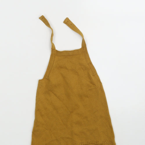 TU Girls Brown Animal Print Knit Pinafore/Dungaree Dress  Size 6-9 Months