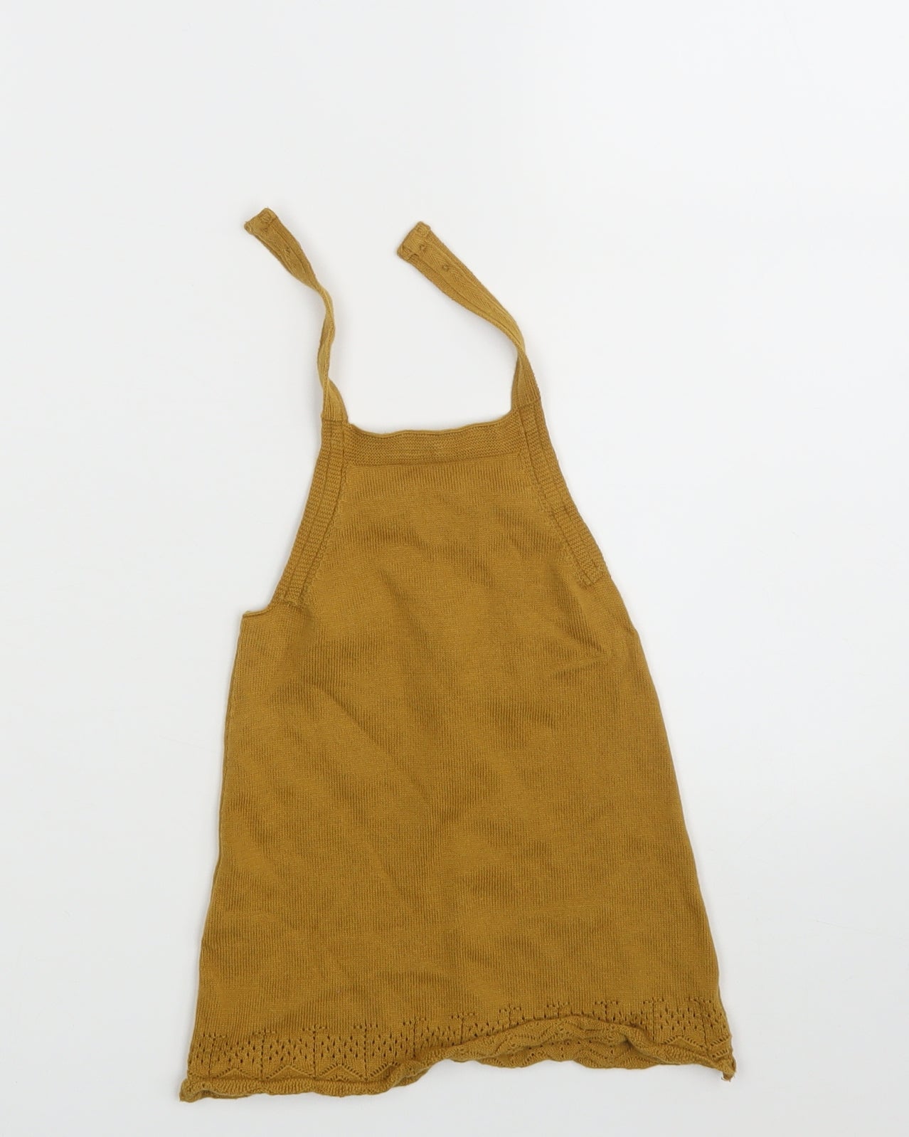 TU Girls Brown Animal Print Knit Pinafore/Dungaree Dress  Size 6-9 Months