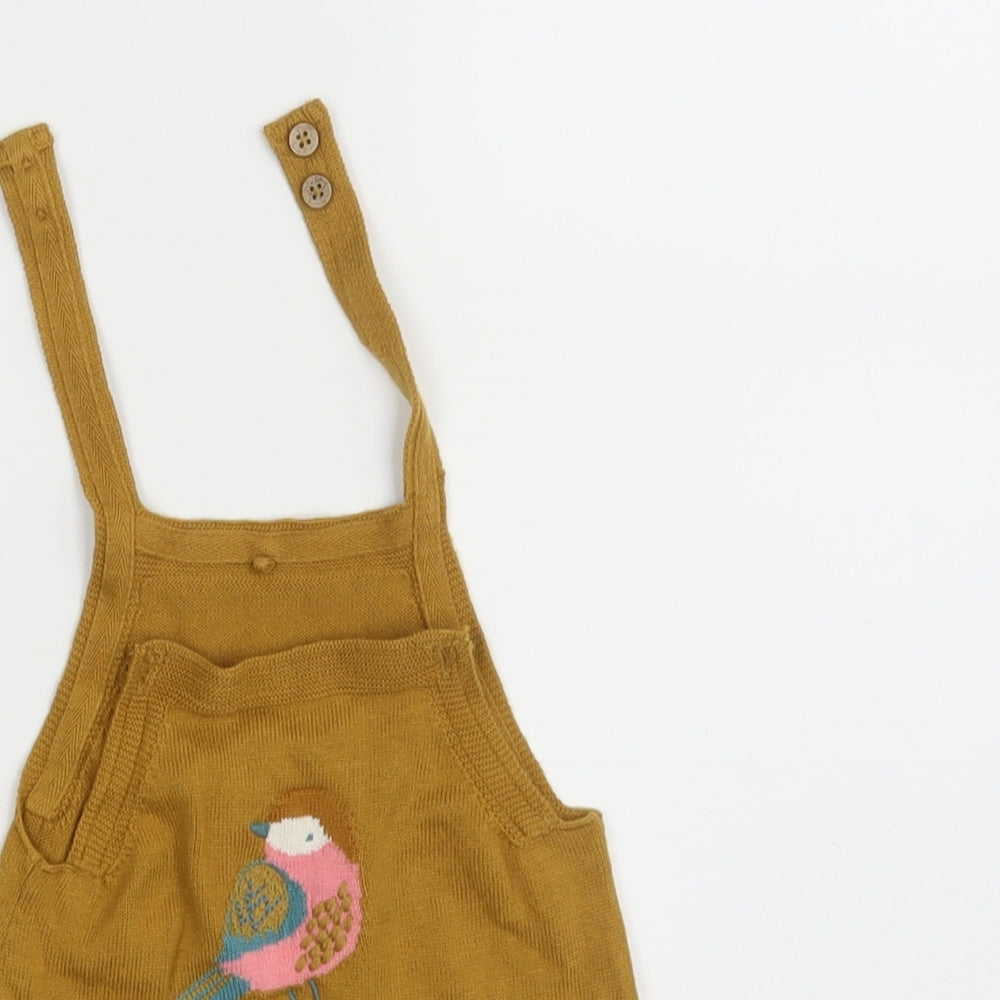 TU Girls Brown Animal Print Knit Pinafore/Dungaree Dress  Size 6-9 Months