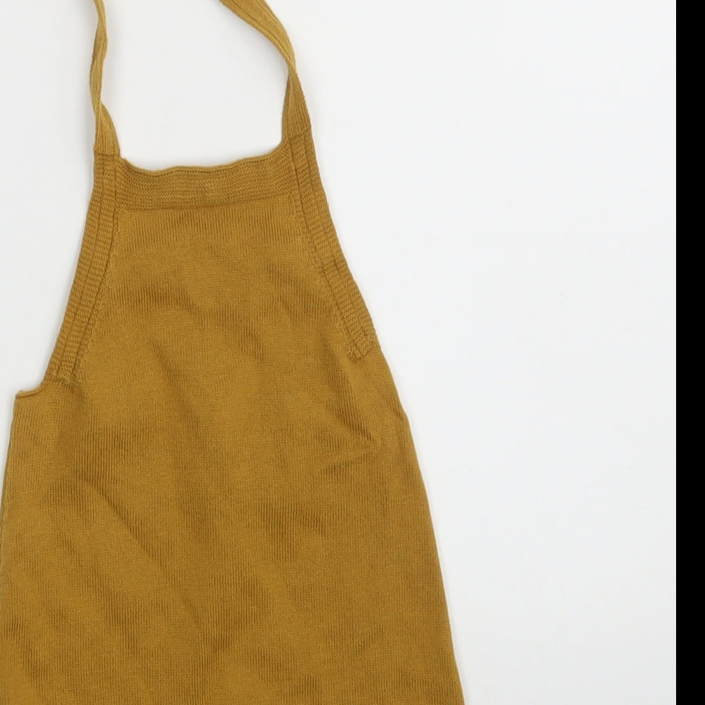 TU Girls Brown Animal Print Knit Pinafore/Dungaree Dress  Size 6-9 Months