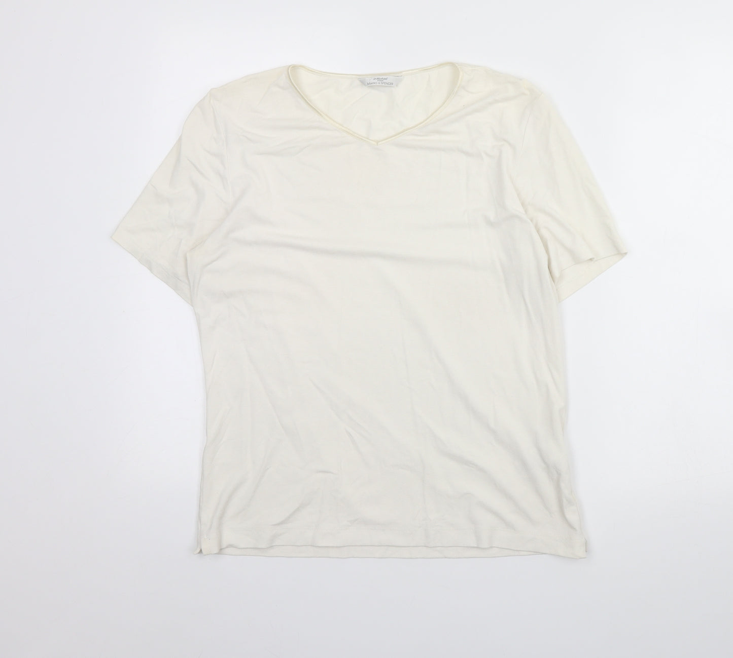 M&S Womens Ivory   Basic T-Shirt Size 16