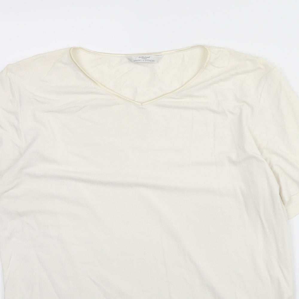 M&S Womens Ivory   Basic T-Shirt Size 16