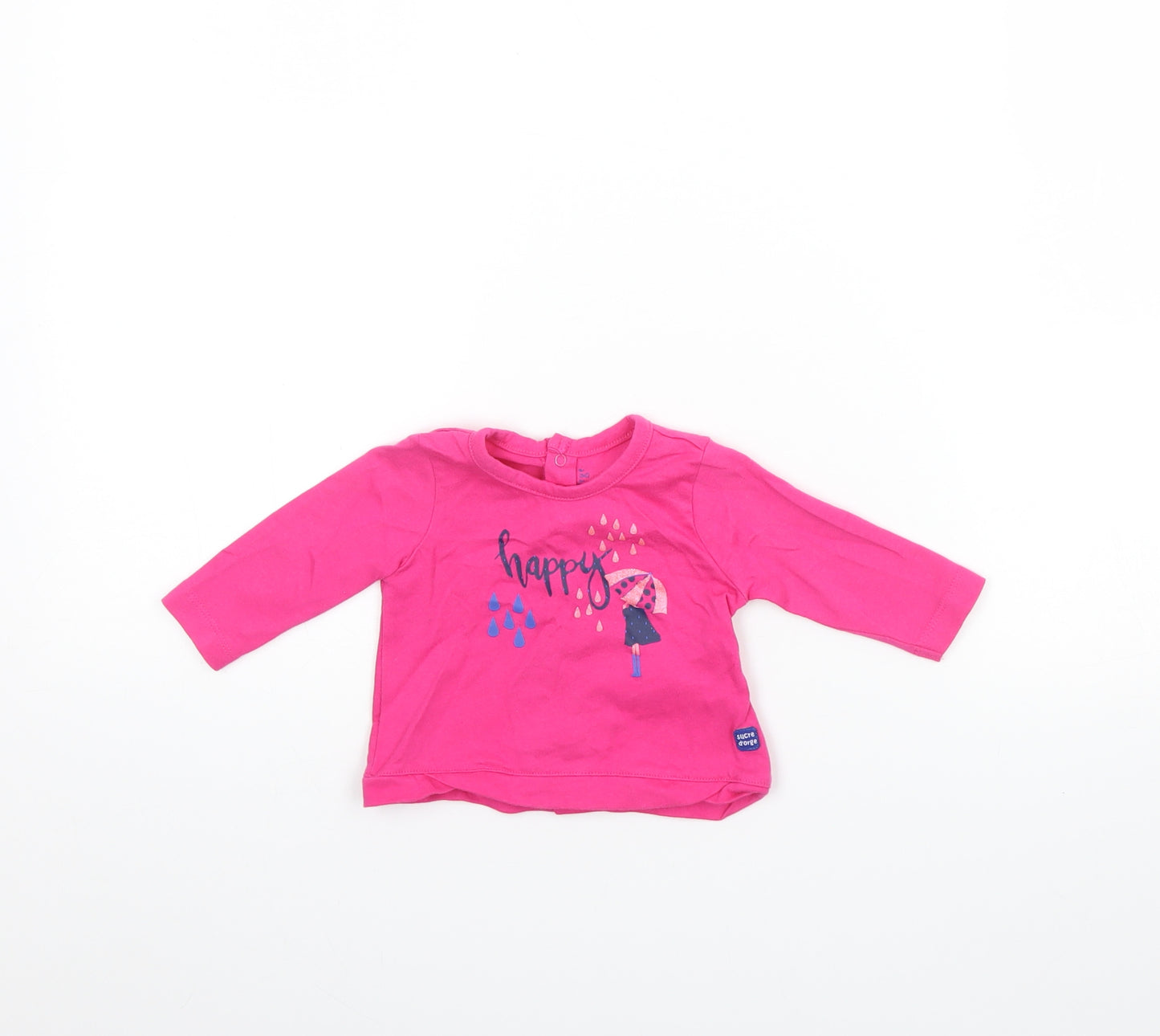 Sucre d'Orge Girls Pink   Basic T-Shirt Size 3-6 Months