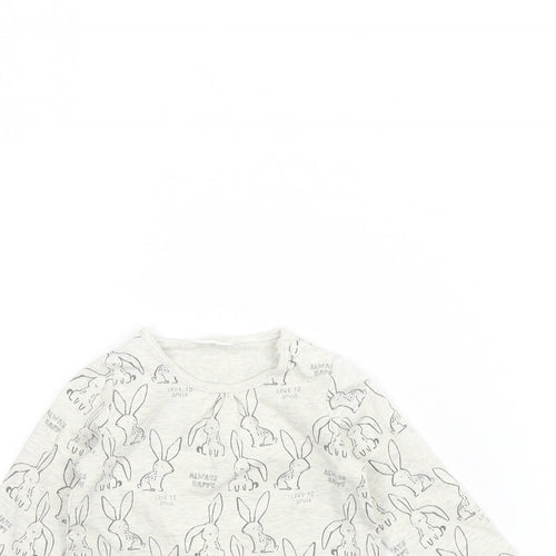 Nutmeg  Girls Grey Spotted  Basic T-Shirt Size 0-3 Months