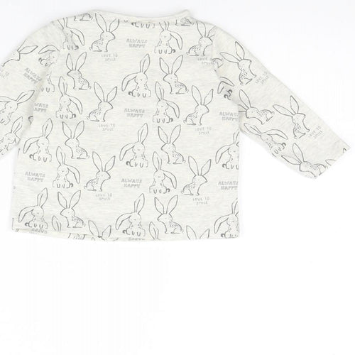 Nutmeg  Girls Grey Spotted  Basic T-Shirt Size 0-3 Months