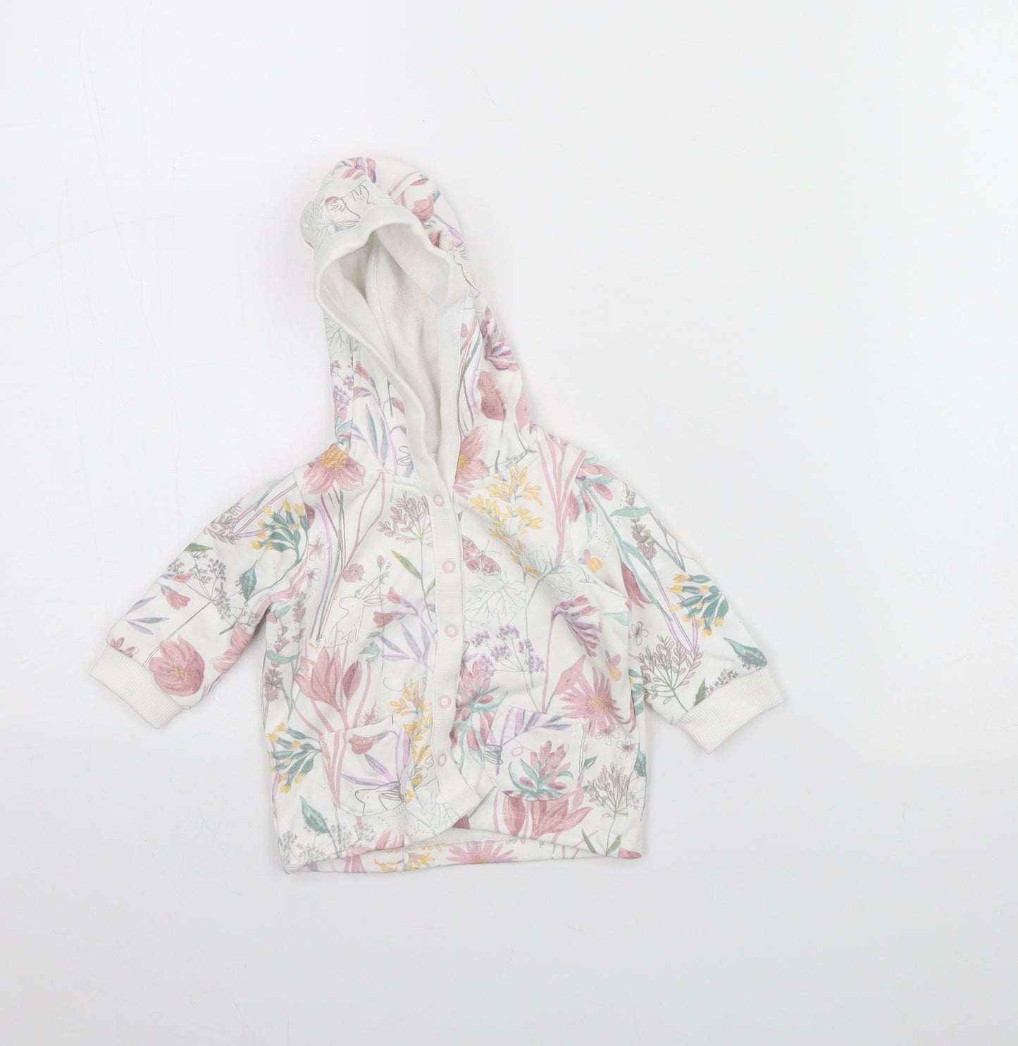 Nutmeg  Girls White Floral  Jacket  Size 0-3 Months