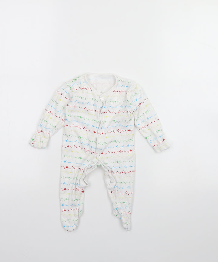 George Girls White Striped Babygrow One-Piece Size 0-3 Months