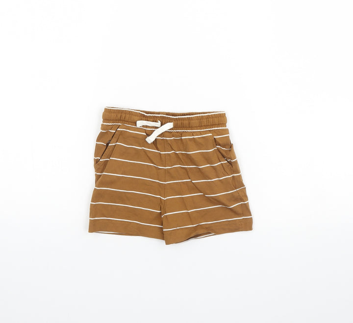 TU Girls Brown Striped Sweat Shorts Size 2 Years