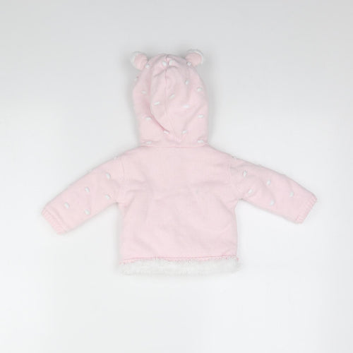 Preworn Girls Pink Spotted  Jacket  Size 0-3 Months