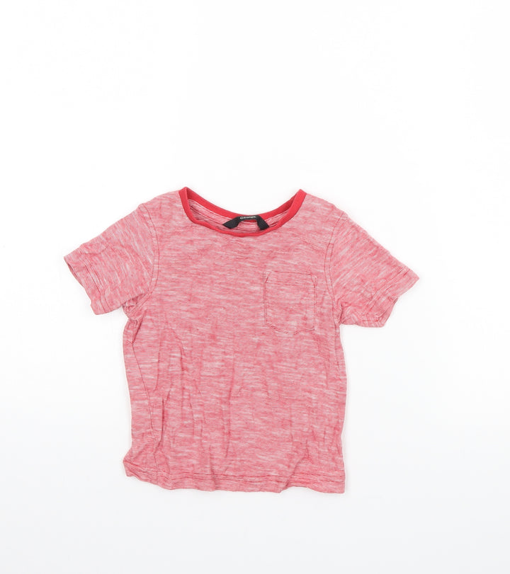 George Girls Red Herringbone Basic T-Shirt Size 12 Months