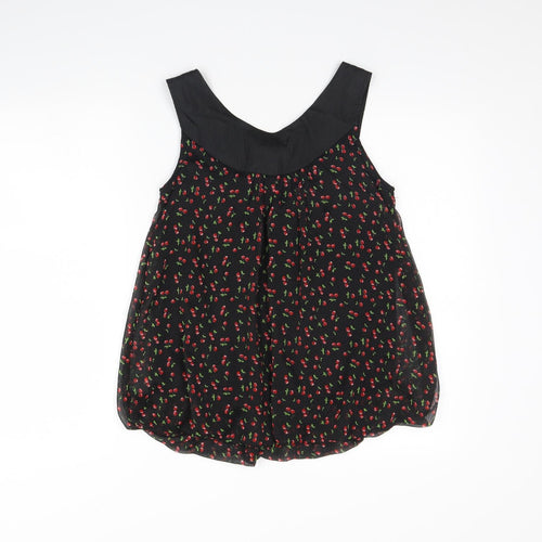 Tsega Womens Black Floral  Basic Tank Size S