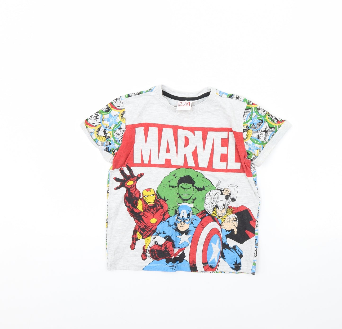 Preworn Boys Grey   Basic T-Shirt Size 7 Years  - Marvel