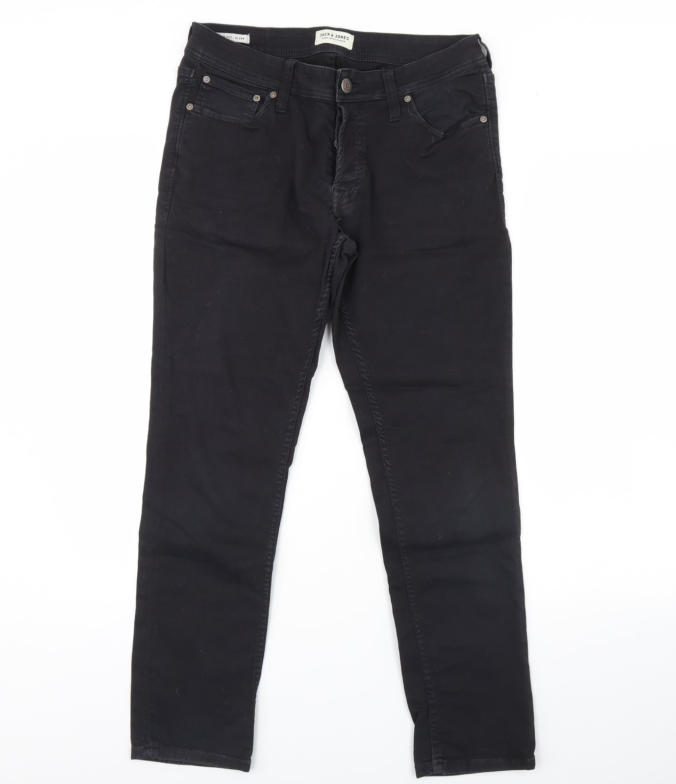 JACK & JONES Mens Black  Denim Straight Jeans Size 32 in L30 in
