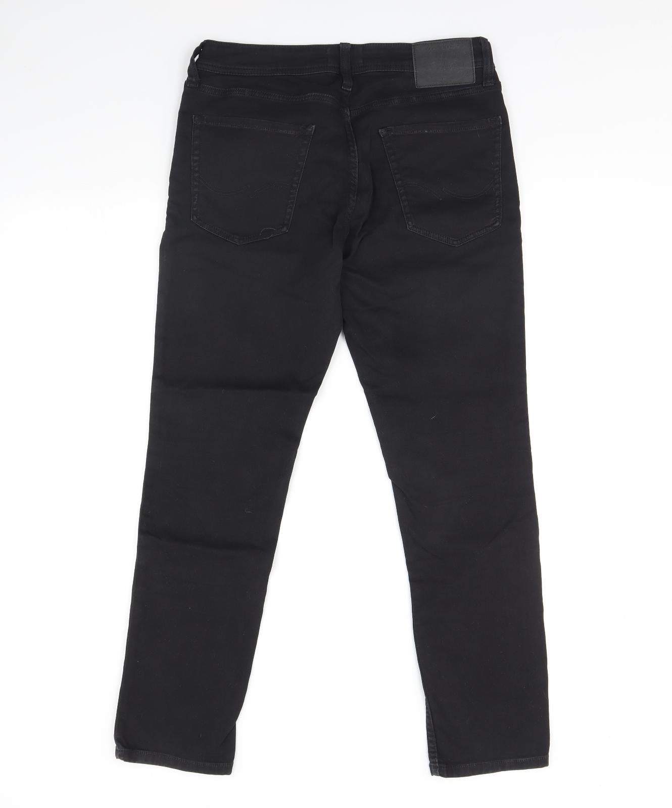 JACK & JONES Mens Black  Denim Straight Jeans Size 32 in L30 in