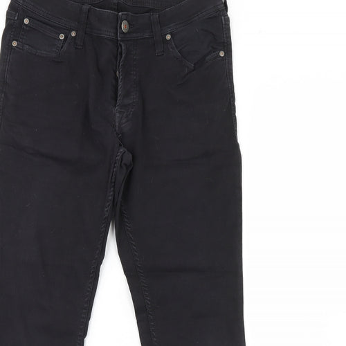 JACK & JONES Mens Black  Denim Straight Jeans Size 32 in L30 in