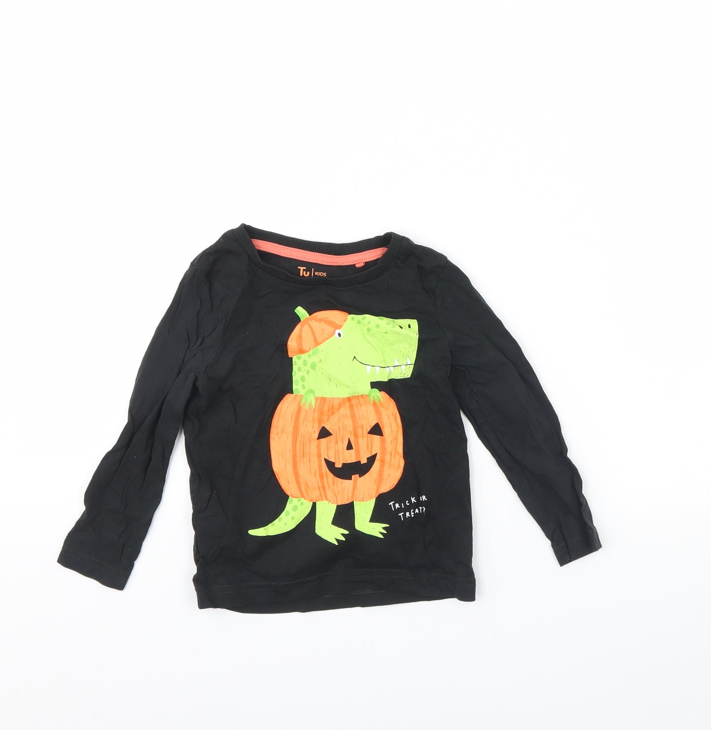 TU Girls Black   Basic T-Shirt Size 12 Months  - Halloween