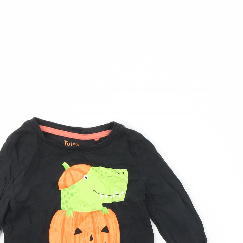 TU Girls Black   Basic T-Shirt Size 12 Months  - Halloween