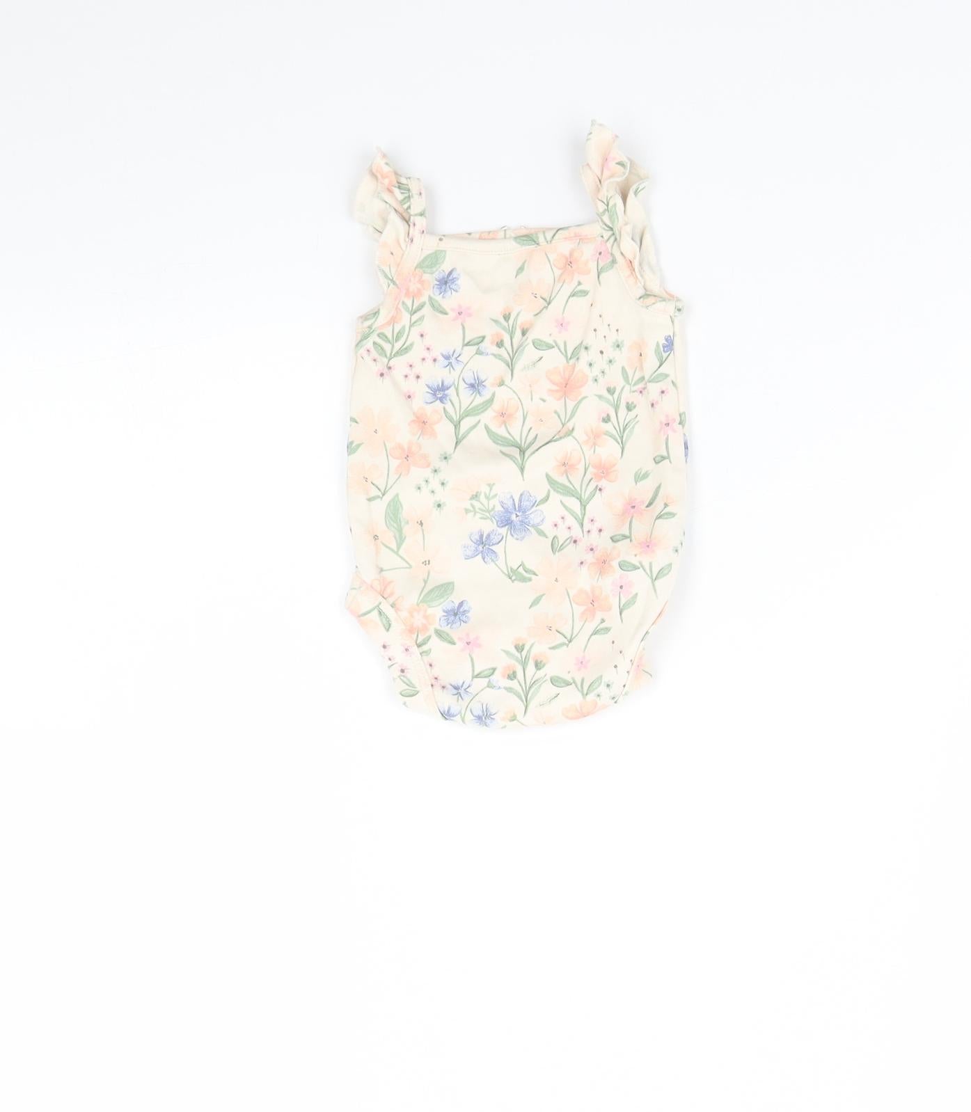 George Girls Beige Floral  Babygrow One-Piece Size 0-3 Months