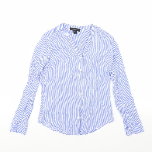 Atmosphere Womens Blue Striped  Basic Button-Up Size 8