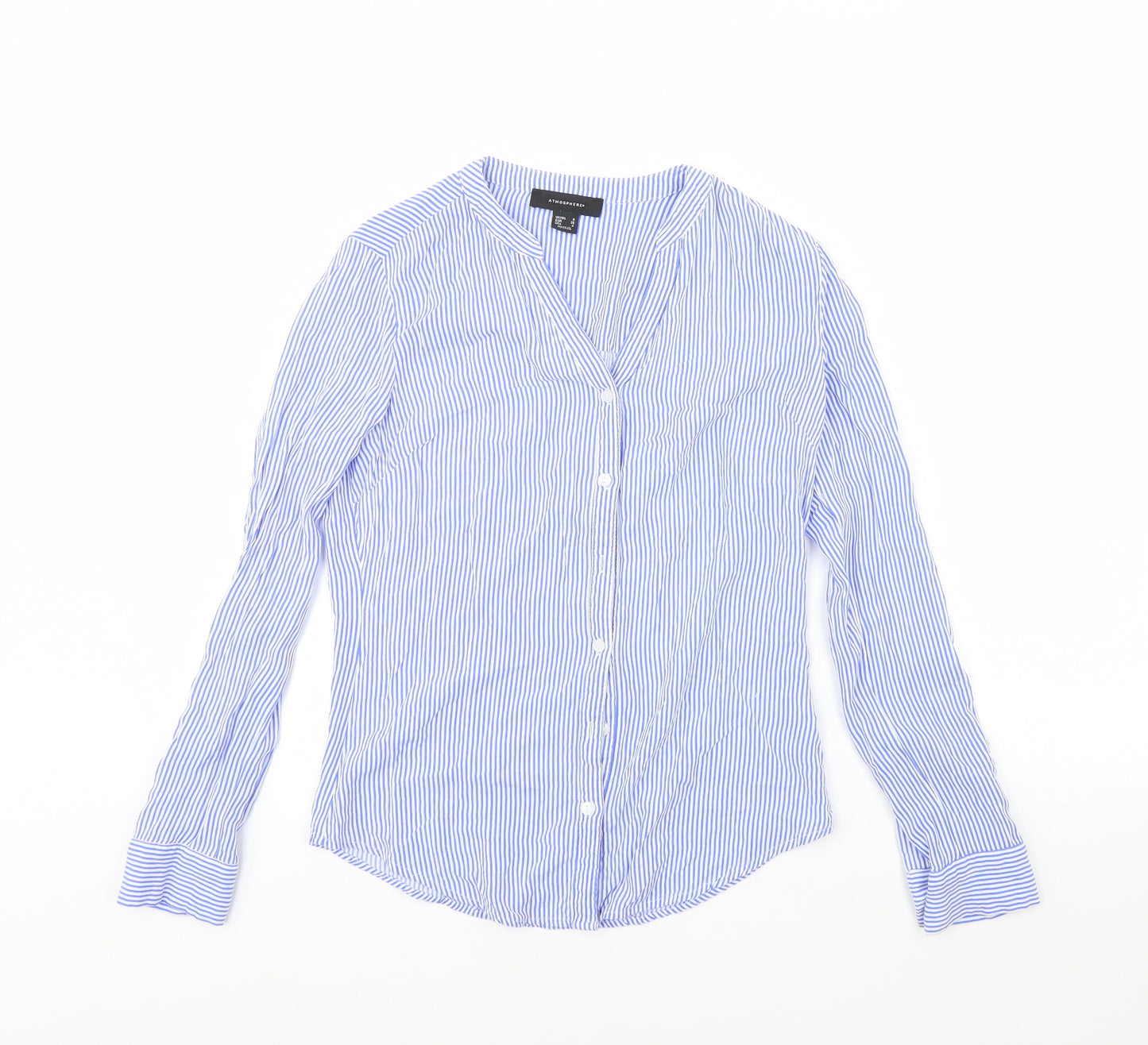 Atmosphere Womens Blue Striped  Basic Button-Up Size 8