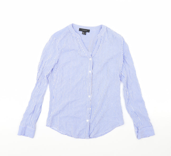 Atmosphere Womens Blue Striped  Basic Button-Up Size 8