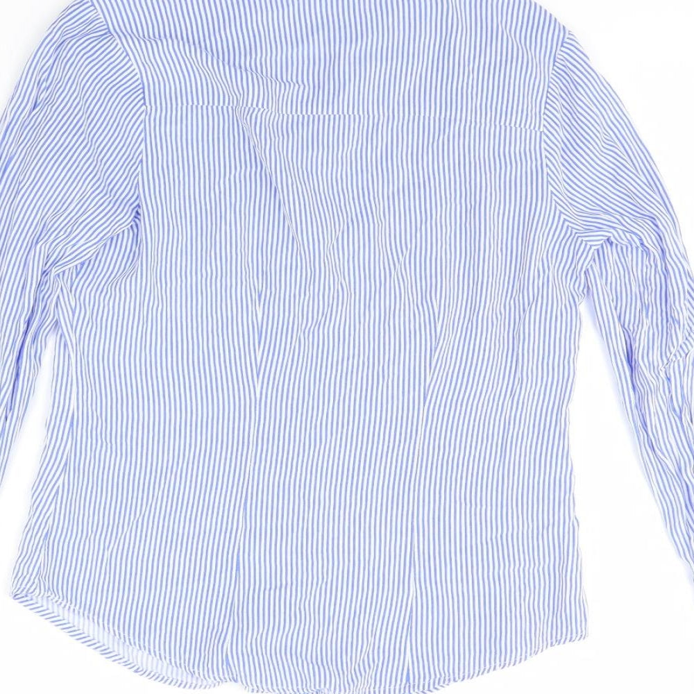 Atmosphere Womens Blue Striped  Basic Button-Up Size 8