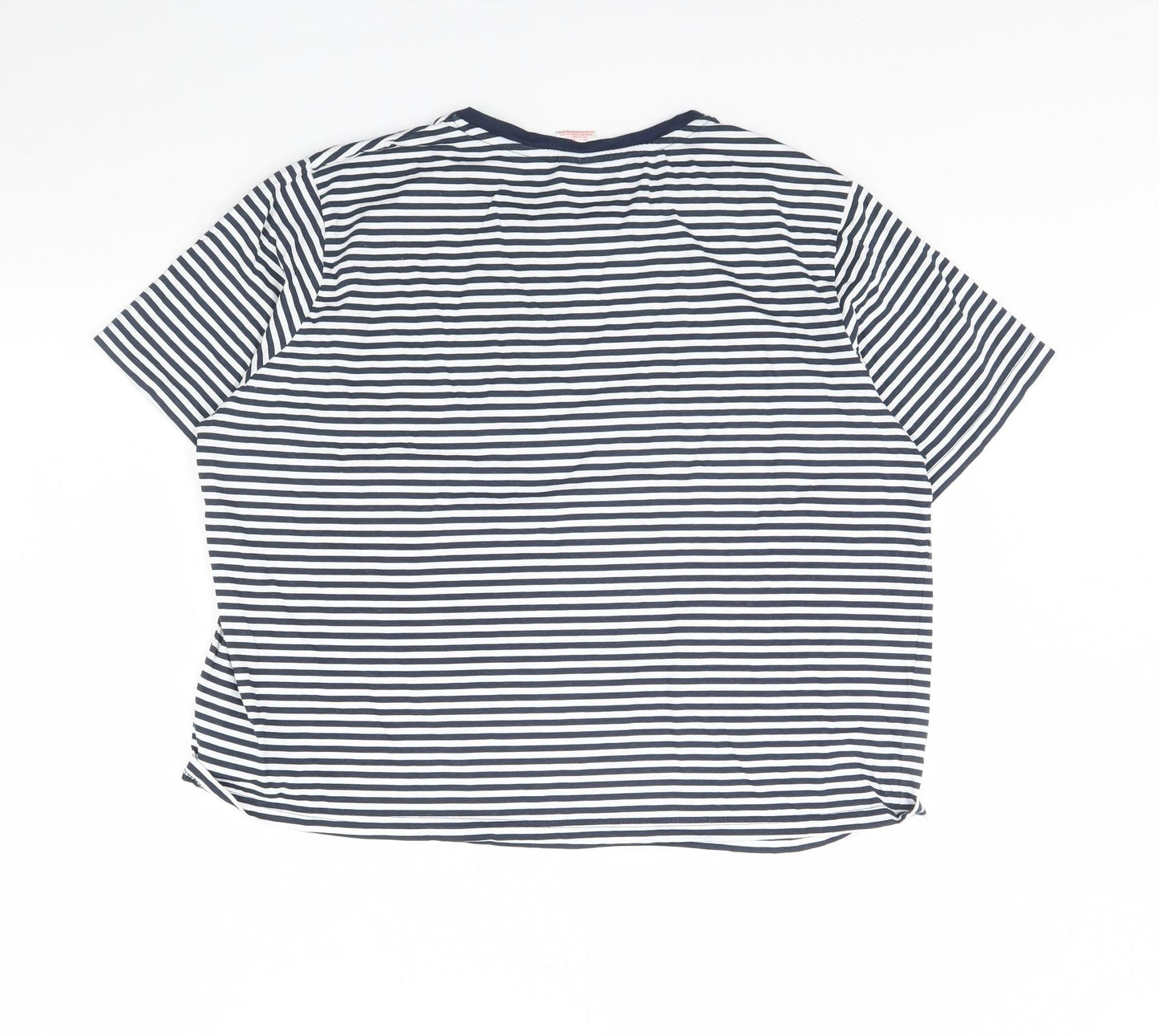 Anne De Lancay Womens Blue Striped  Cropped T-Shirt Size 22