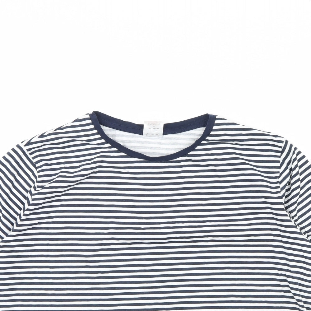 Anne De Lancay Womens Blue Striped  Cropped T-Shirt Size 22