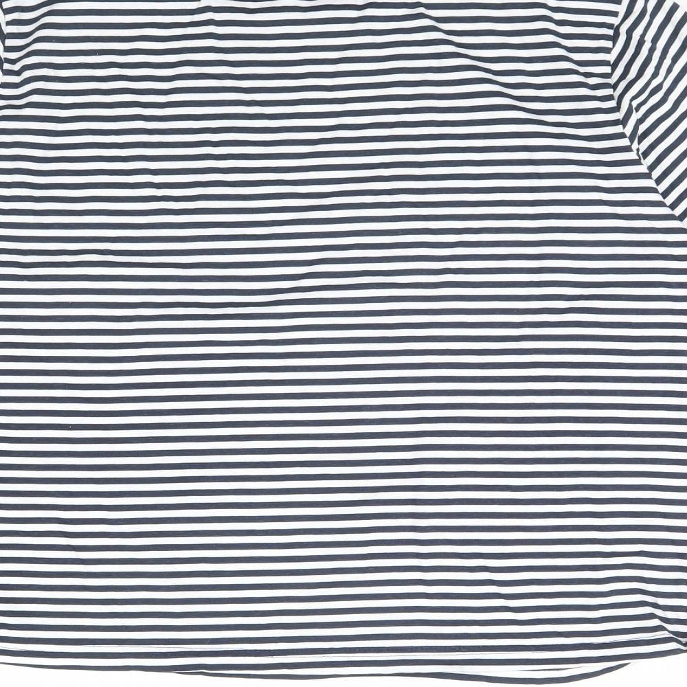 Anne De Lancay Womens Blue Striped  Cropped T-Shirt Size 22