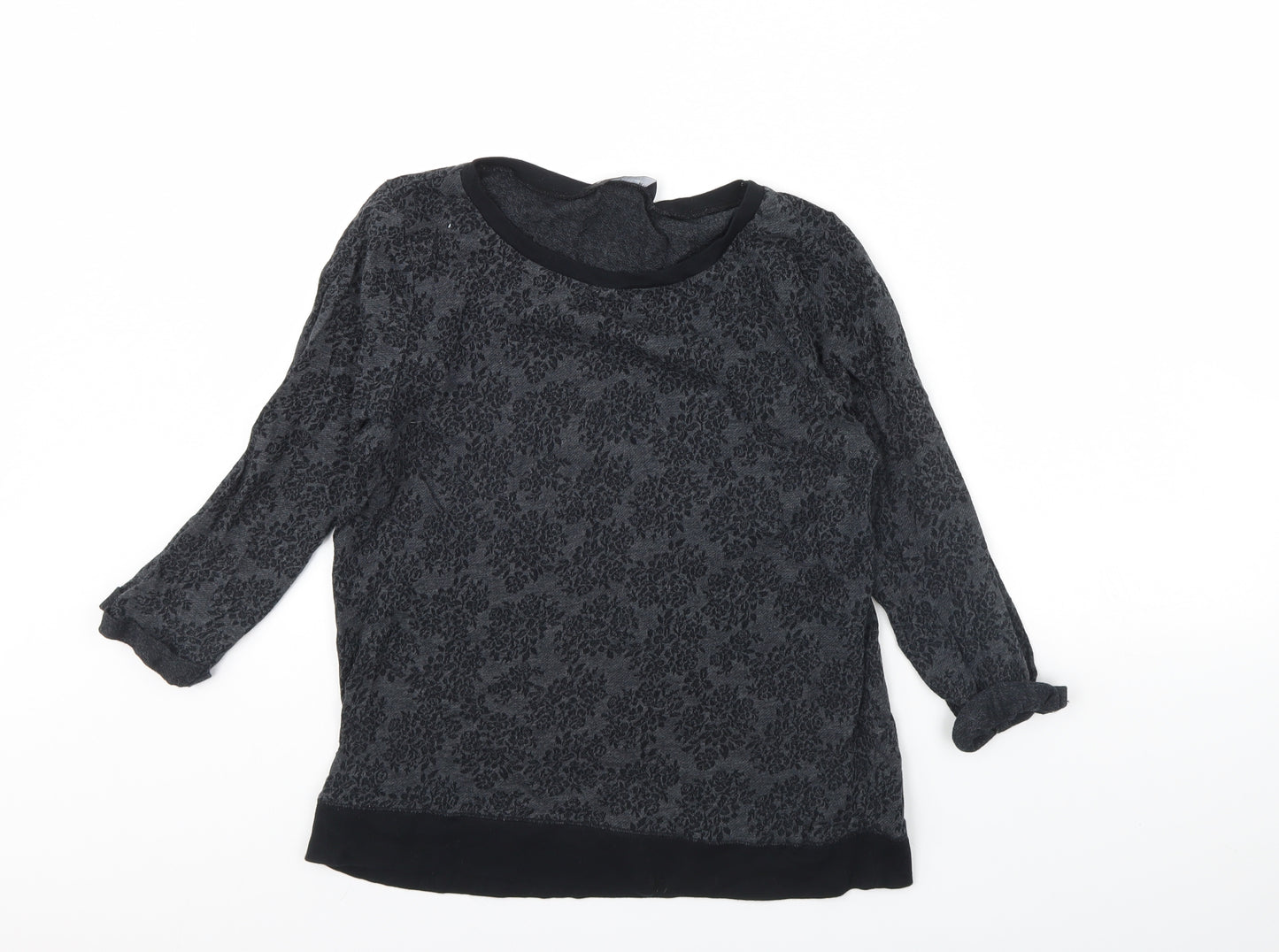 Dorothy Perkins Womens Grey Floral  Pullover Jumper Size 14
