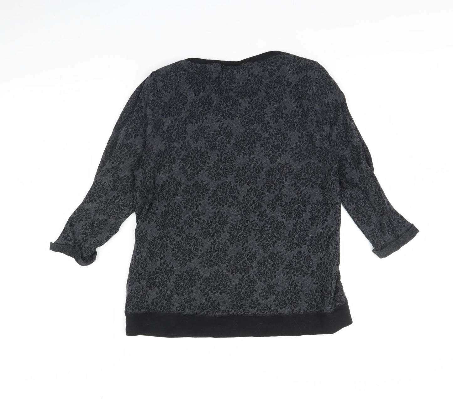 Dorothy Perkins Womens Grey Floral  Pullover Jumper Size 14
