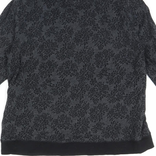 Dorothy Perkins Womens Grey Floral  Pullover Jumper Size 14