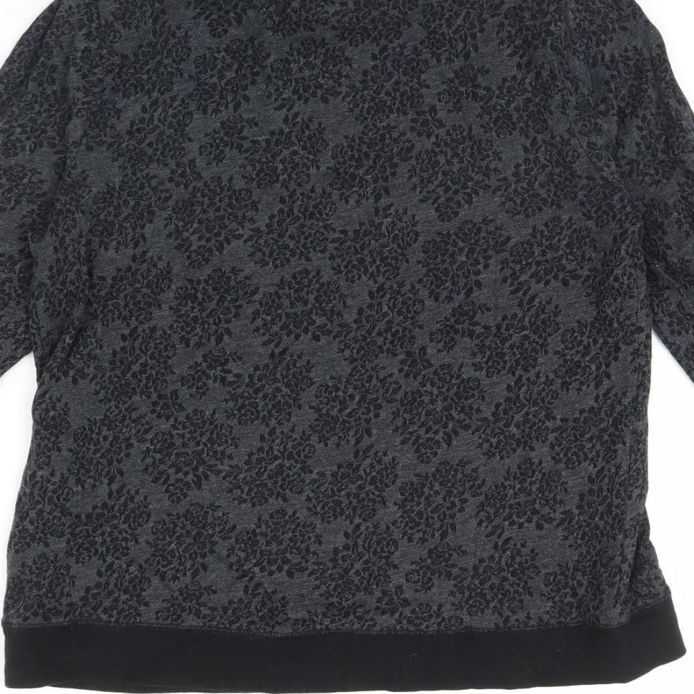 Dorothy Perkins Womens Grey Floral  Pullover Jumper Size 14
