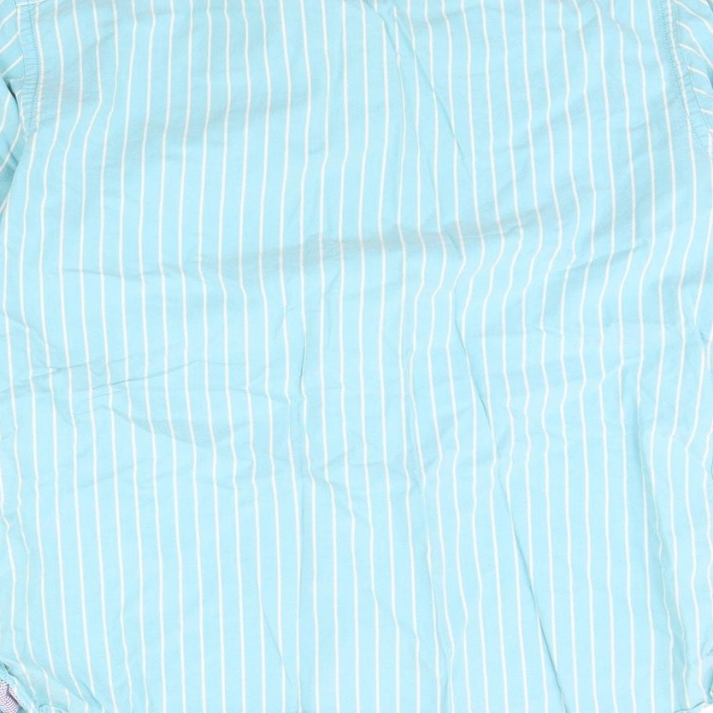 M&s Mens Blue Striped   Dress Shirt Size L
