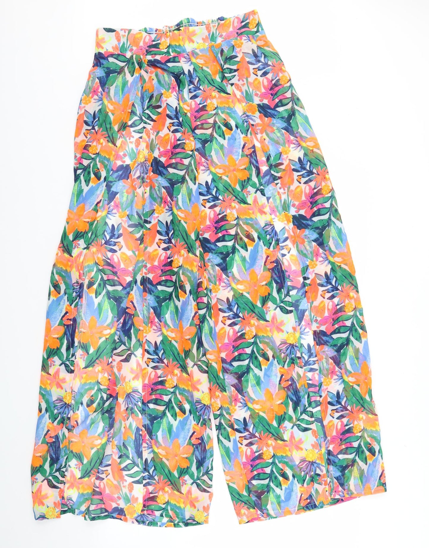 Primark Womens Multicoloured Floral  Trousers  Size S L32.5 in - split legs