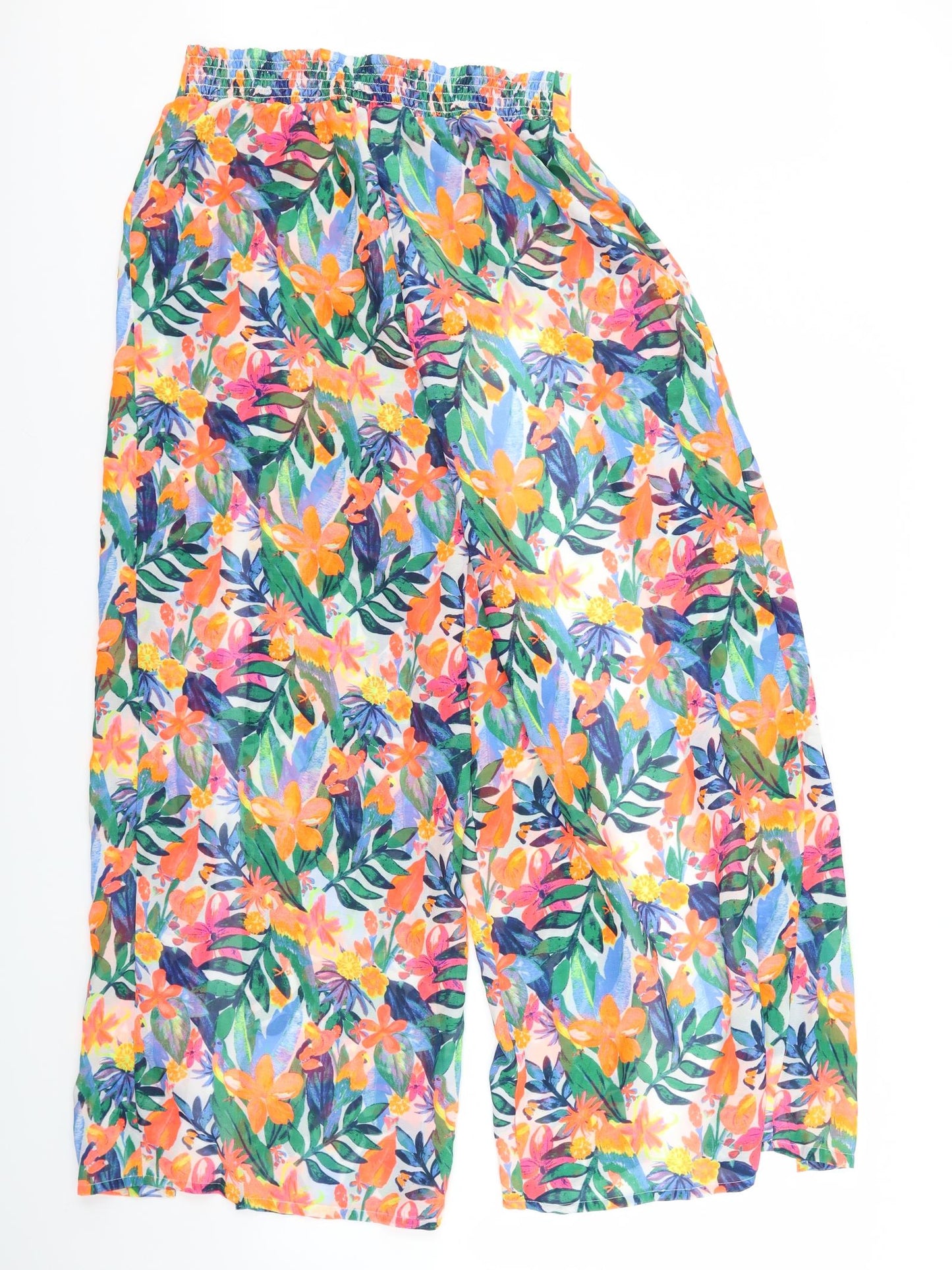 Primark Womens Multicoloured Floral  Trousers  Size S L32.5 in - split legs