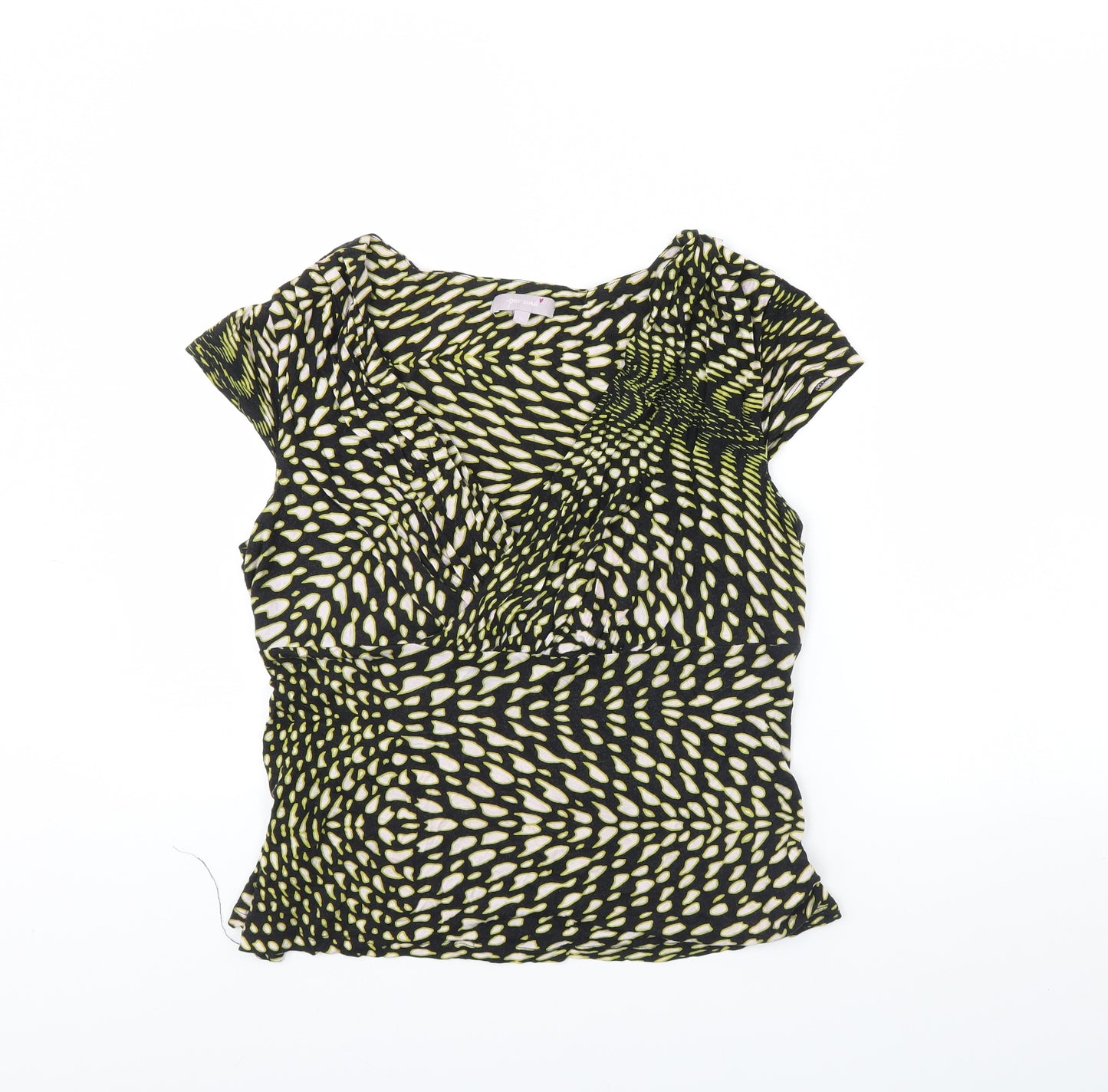 Per Una Womens Black Geometric  Basic Blouse Size 14