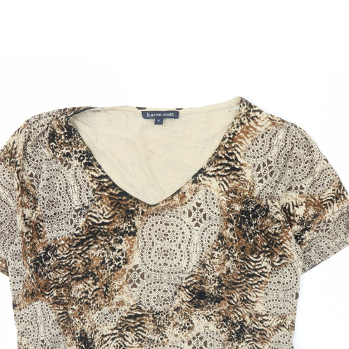 Karen Scott Womens Beige Animal Print  Basic Blouse Size M