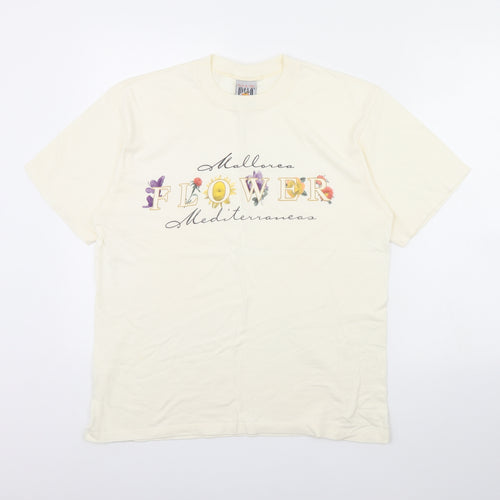 Melo cotton Womens Ivory   Basic T-Shirt Size L  - Marlloca