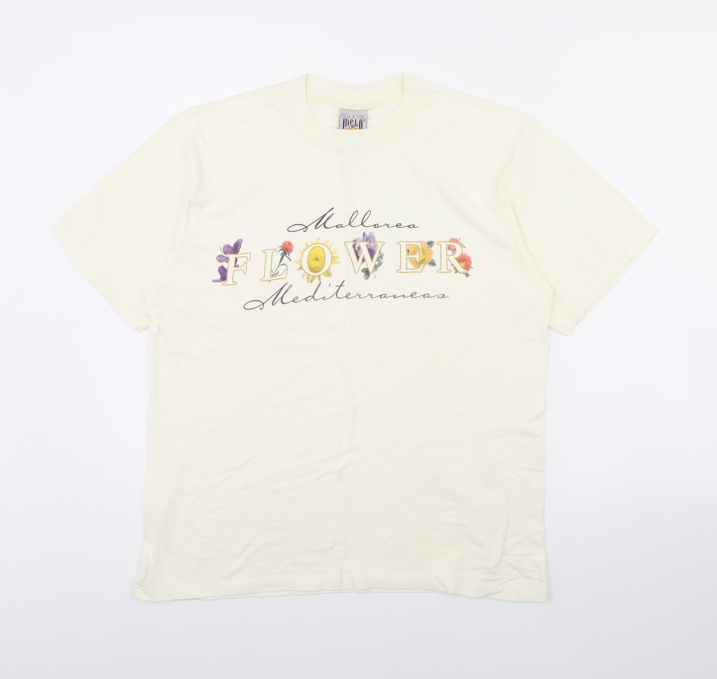 Melo cotton Womens Ivory   Basic T-Shirt Size L  - Marlloca