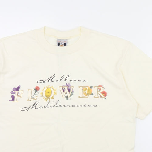 Melo cotton Womens Ivory   Basic T-Shirt Size L  - Marlloca